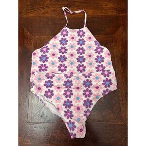 Miken Swim Kids' Floral Two-Piece Swimsuit Vanilla Ice/Dahlia sz 14